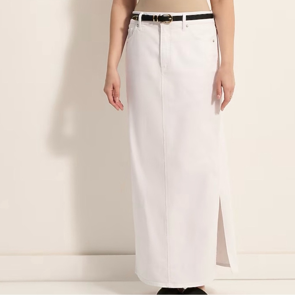 Express White Maxi Jean skirt with Slits